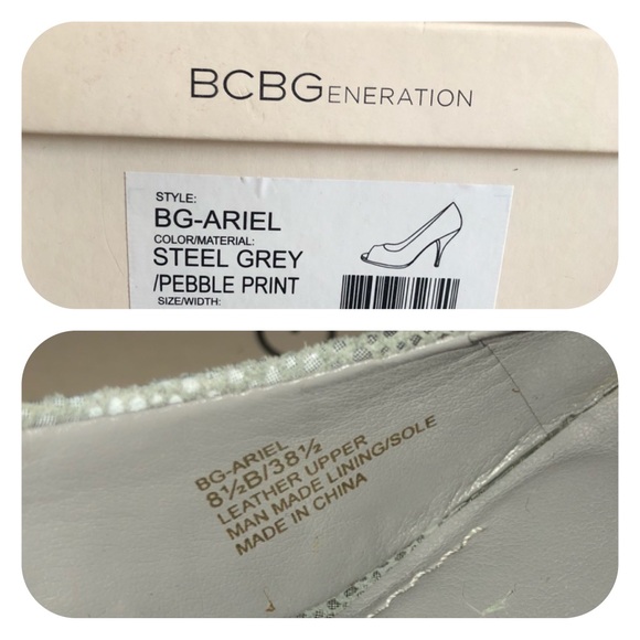 NWT-8.5 BCBGeneration GraySilver Leather Peep Toe - Picture 8 of 8